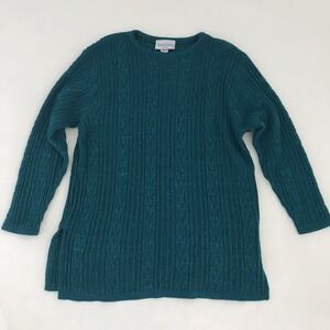 VTG Diane Von Furstenberg Sz M/L Color Authority Teal Sparkle Metallic‎ Sweater